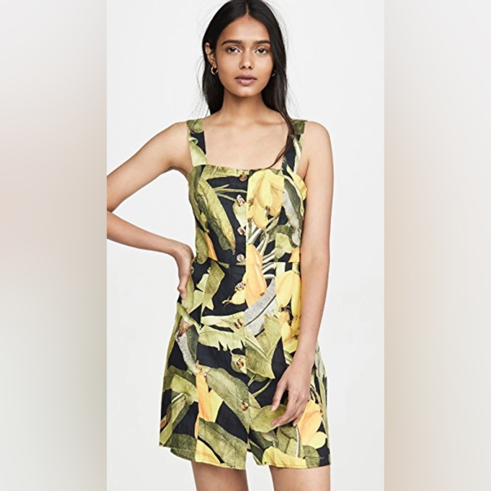 NWT FARM Rio Banana Craze Linen Mini Dress Size XS